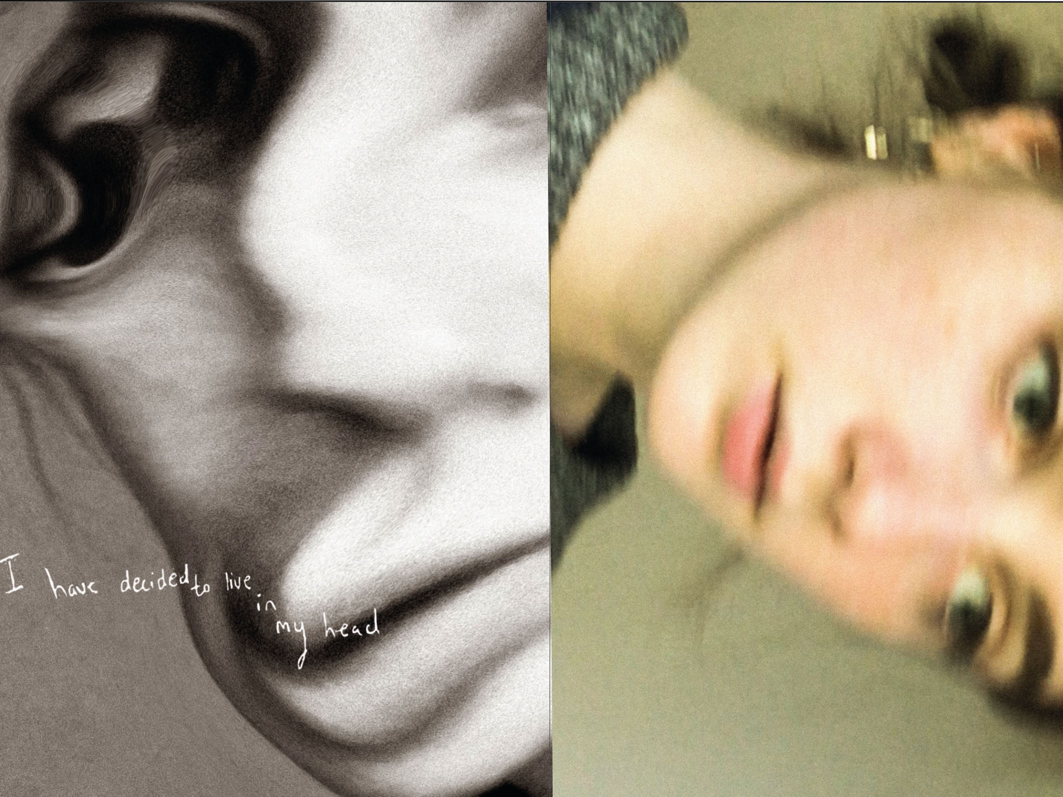 Two distorted photographs of woman's face