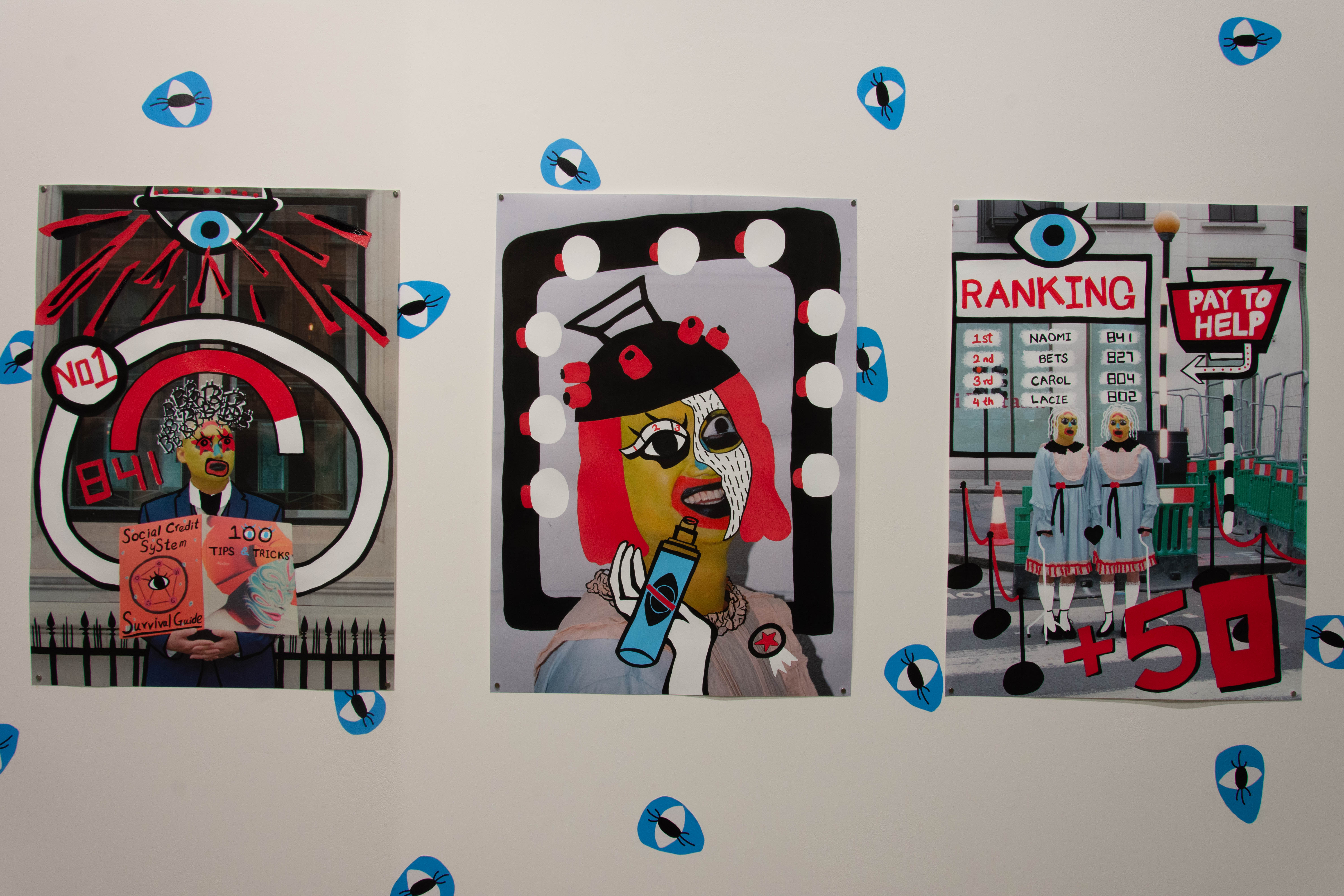 Three surreal collages side by side