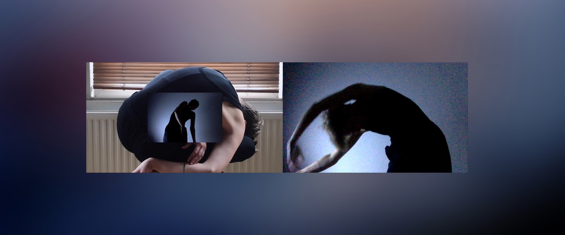 Composite images of a figure leaning in different poses