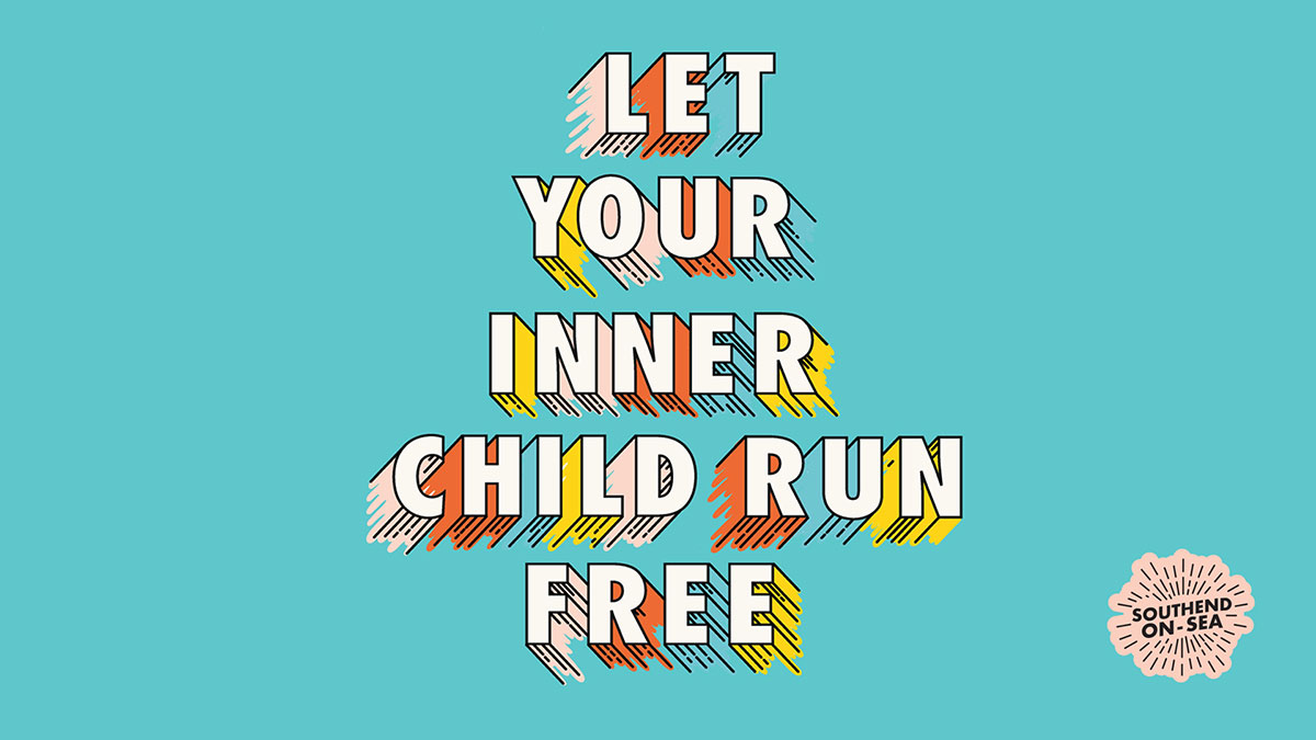 Concept art for Hannah's Southend project, which reads: 'Let your inner child run free'.