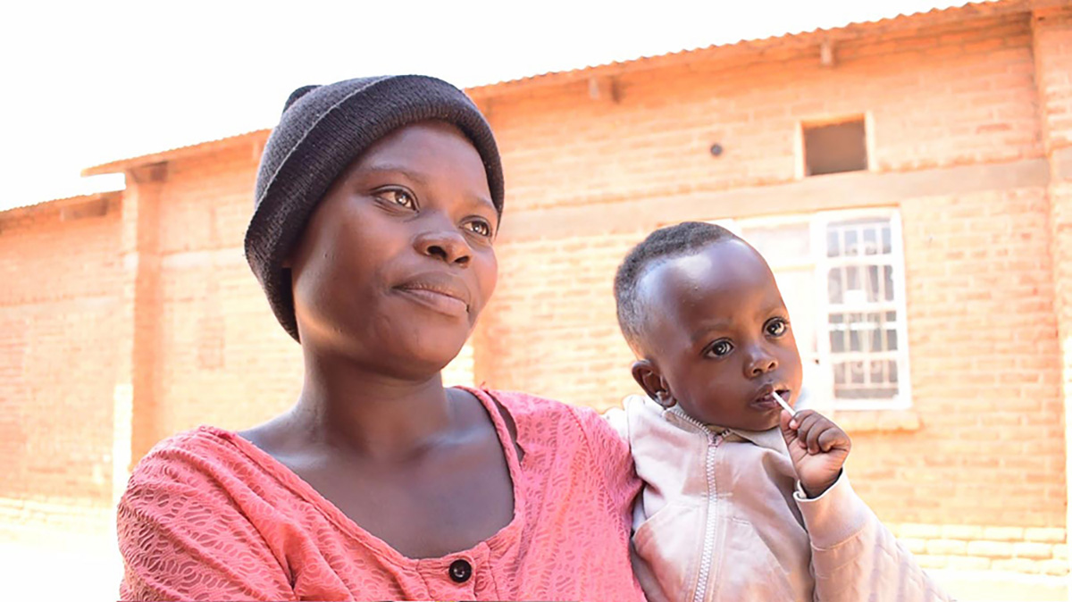 A photograph of a mother and her child.