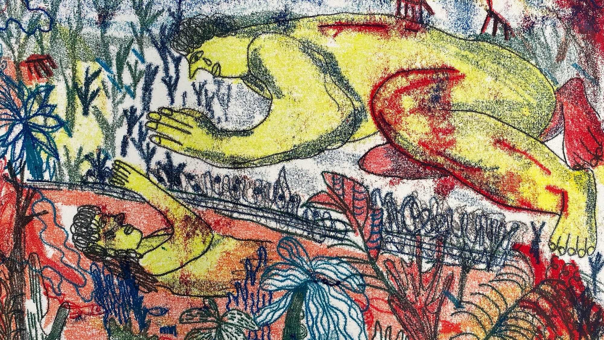 Illustration of couple in a landscape by Xinya Shi - Graduate Diploma Illustration at Camberwell College of Arts.