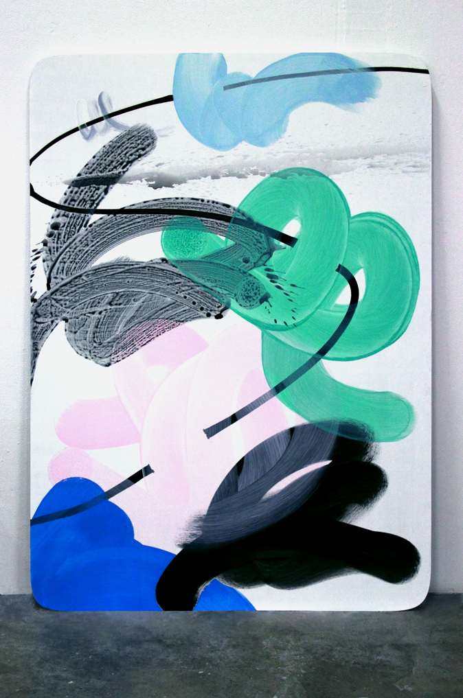 Watergun / Arianne, Jean-Baptiste Lagadec, acrylic and ink on wood, 155 x 110 cm