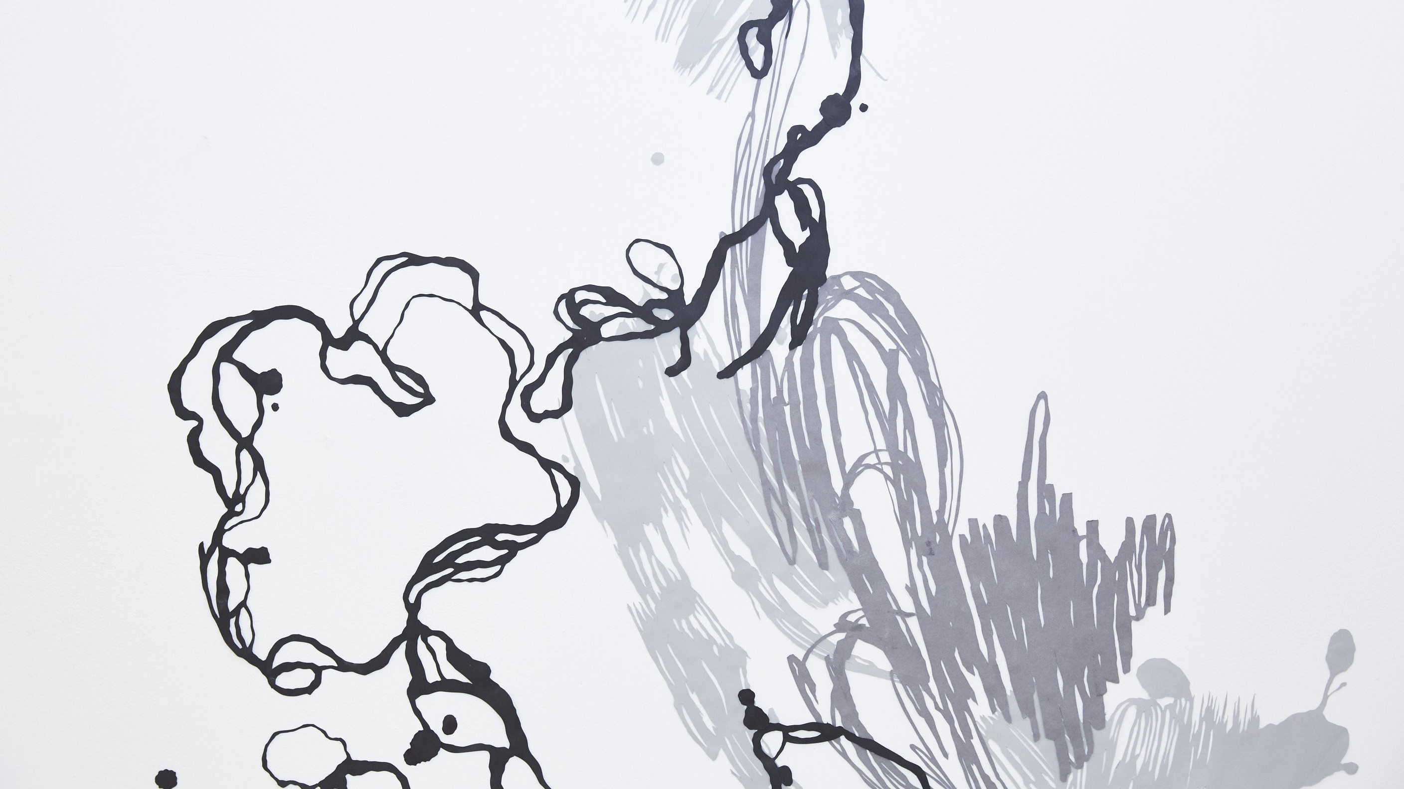 Abstract black and grey drawing by Meg Shipton - BA Fine Art Drawing.