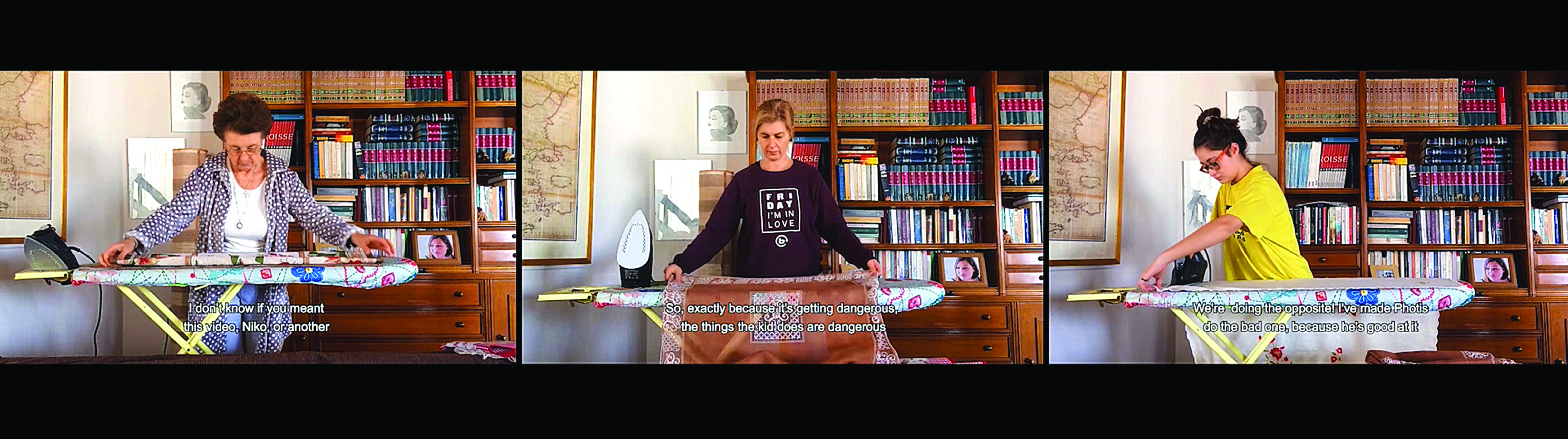 While doing what my mom told me to, three images with text by BA Fine Art student Aikaterini Mimikou