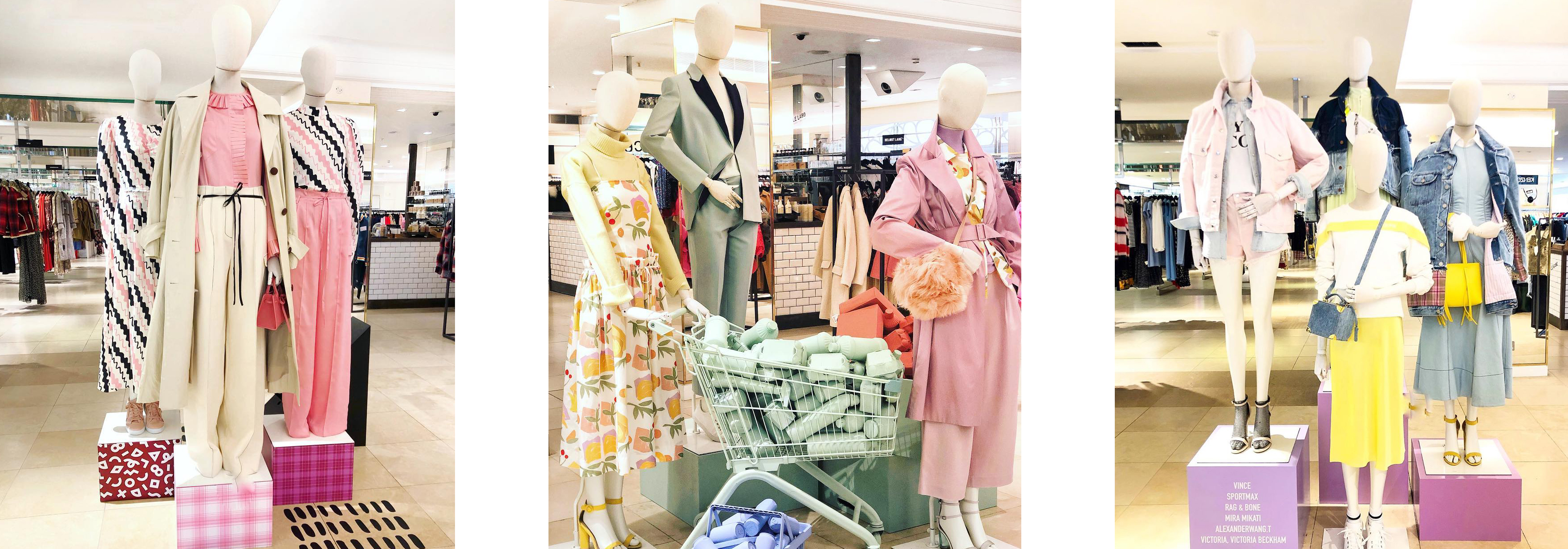 Collage of images - mannequins in a shop 