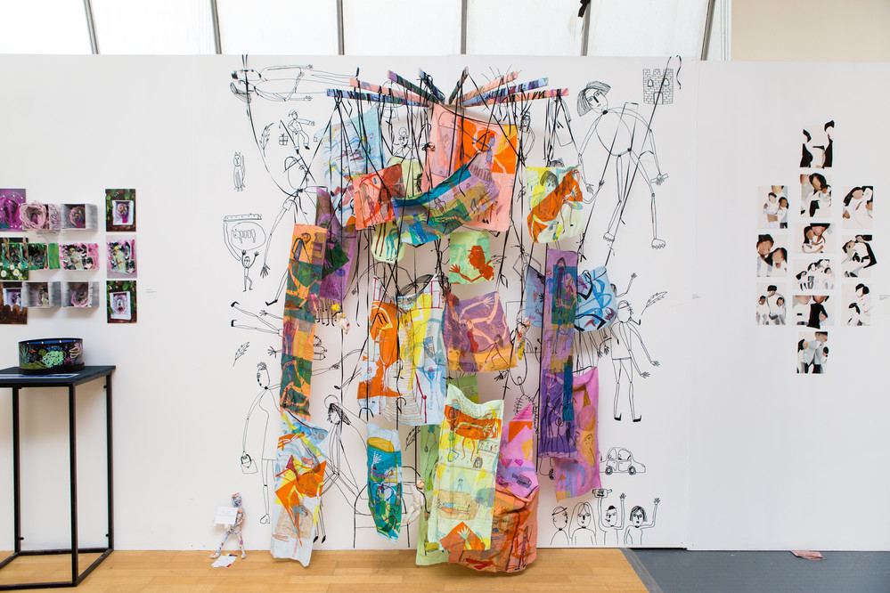 Textile artwork on wall