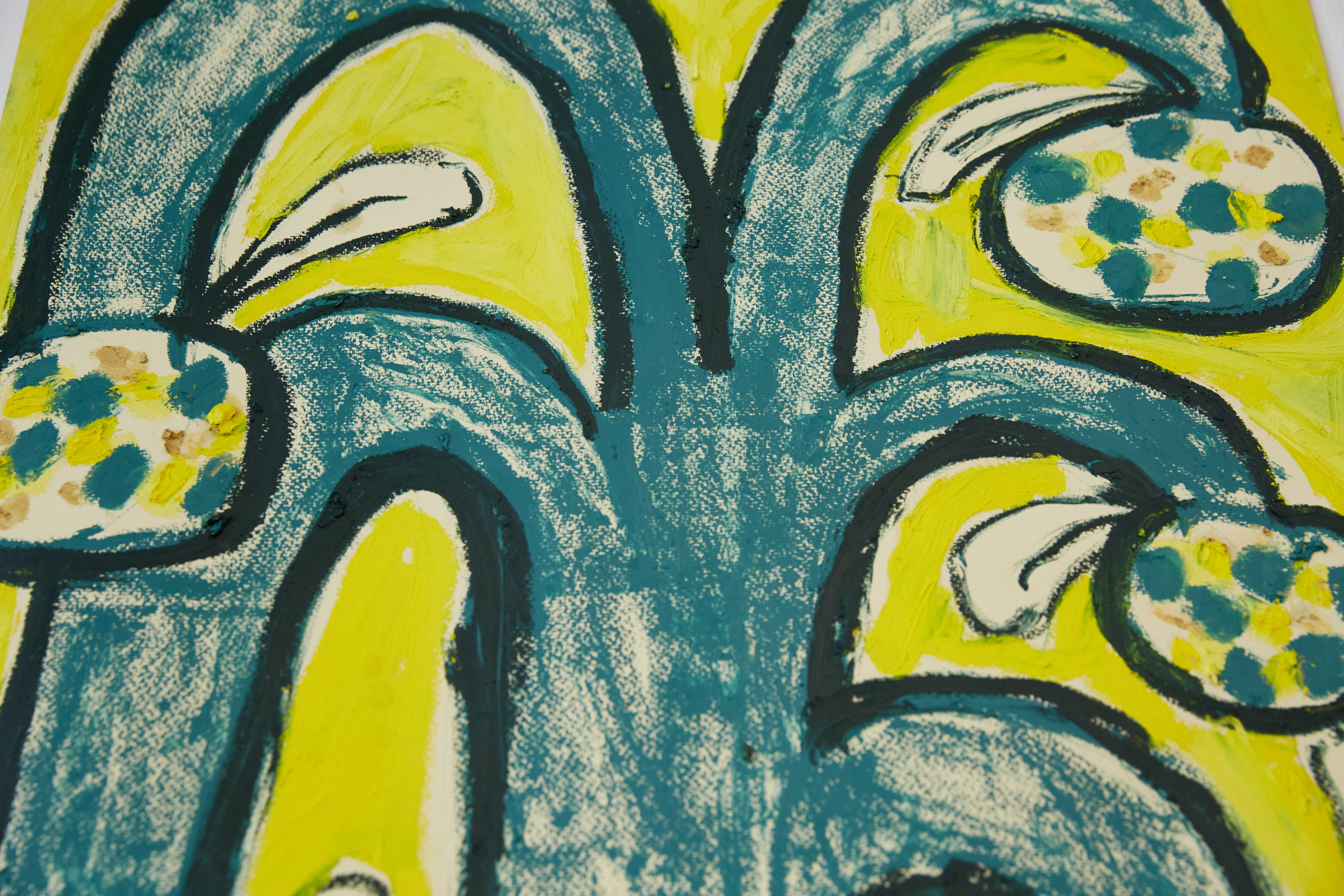 Green and yellow artwork representing a tree, by Yuanyuan Liu, MA Illustration, Camberwell College of Arts, 2023 
