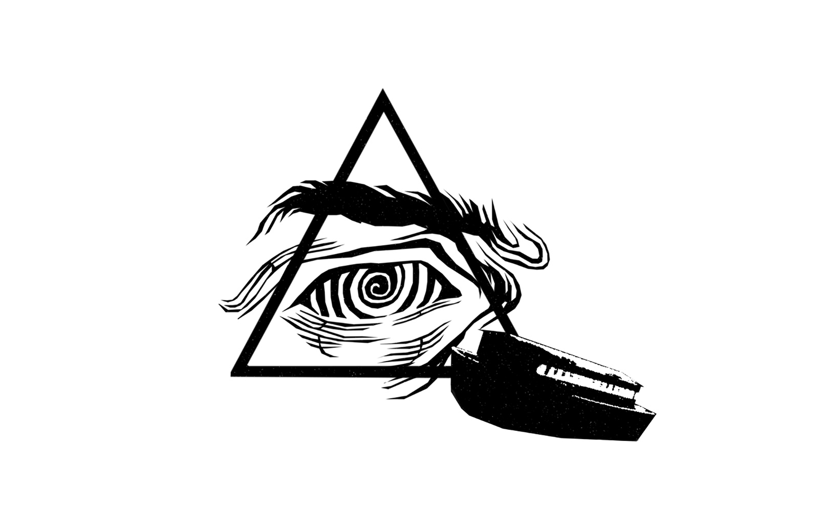 An illustration of an eye and an ark.
