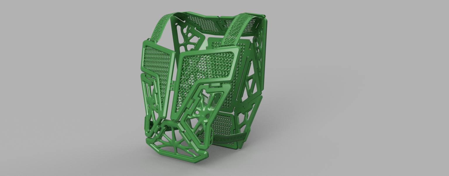 A detailed body armour panel in green