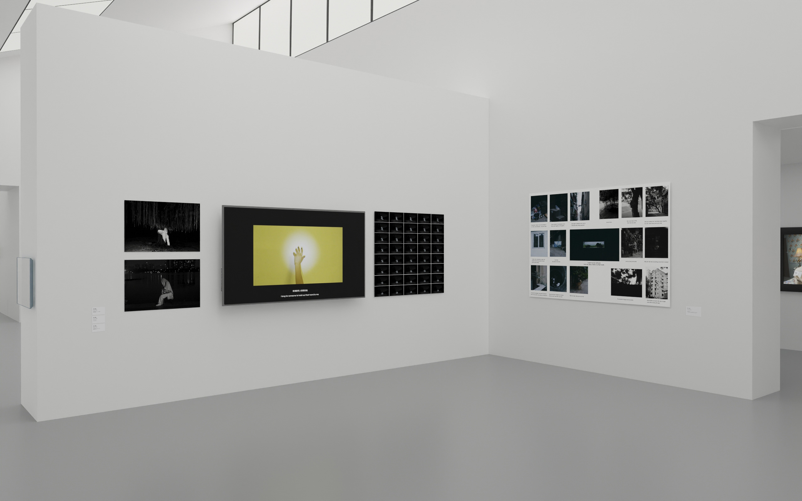 A Sketch-Up concept of an art space showing Gao's work.