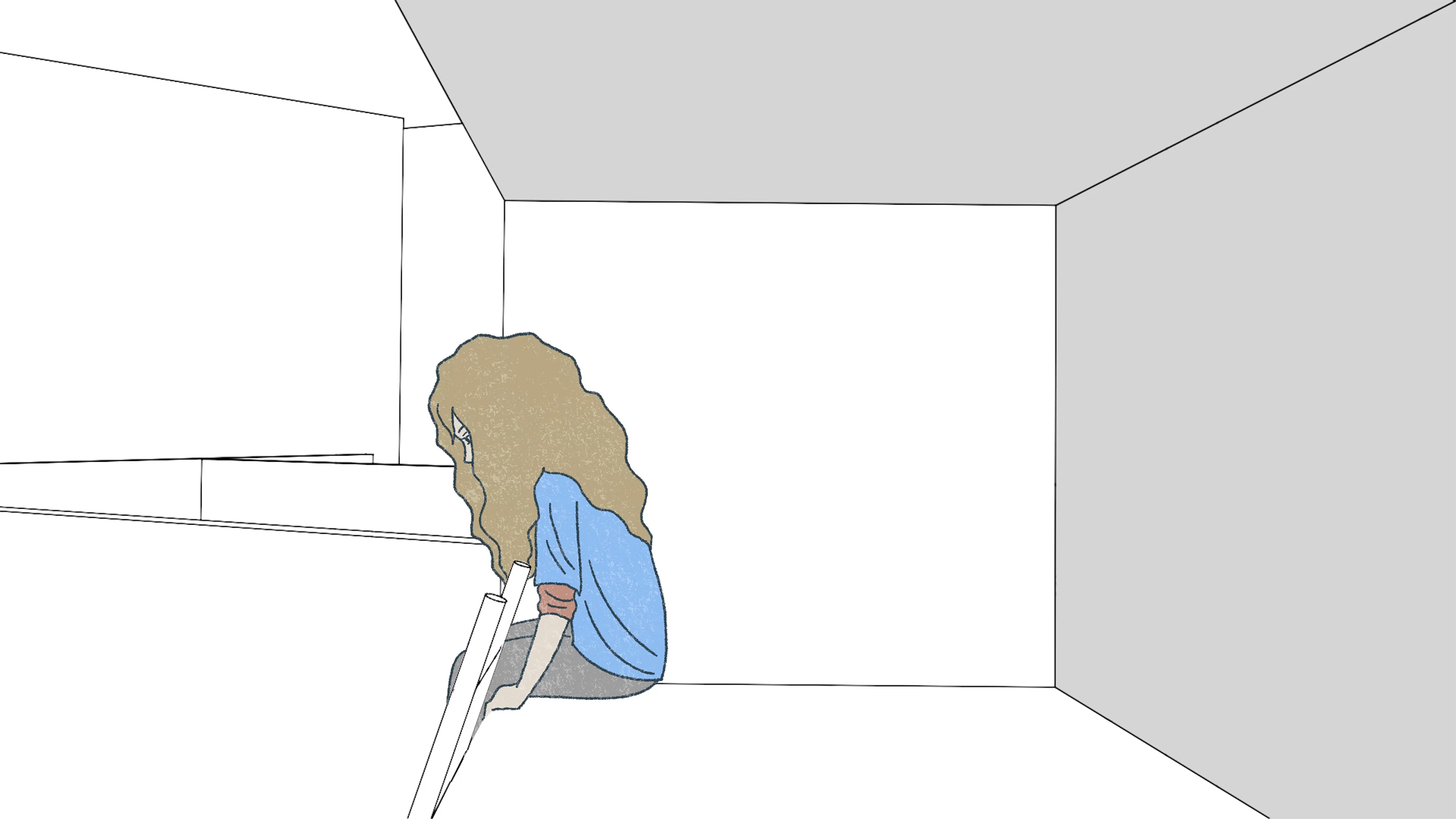 Animation of a character sitting on a ledge