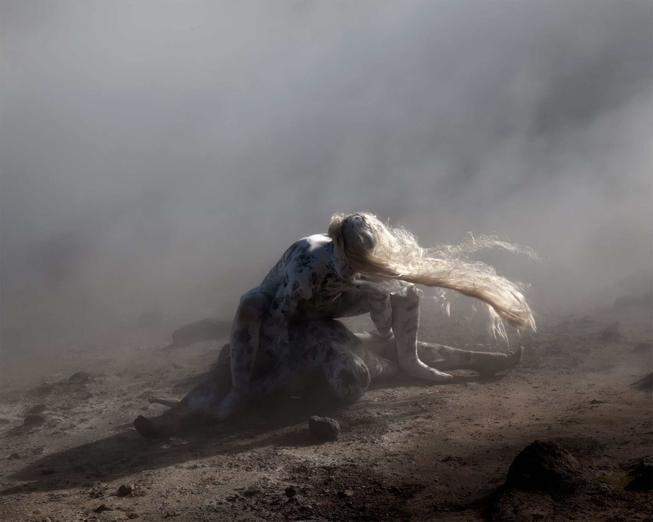 Photo from Once, a series by Beverley Carruthers, which features a shrouded figure on a misty moor.