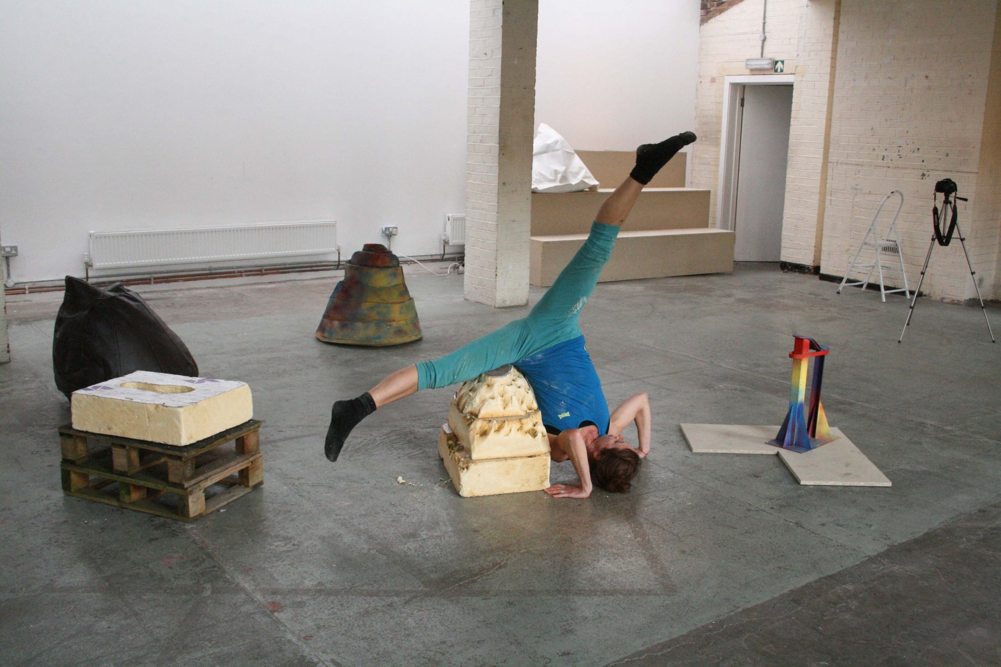‘Playful Menace Dance & Sculpture R&D rehearsal with dancer Abigail Kessel’ 2015 – photo – Guest Projects/Shonibare Studios