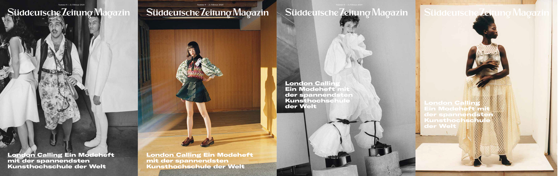Four covers of SZ magazine showing four different portraits