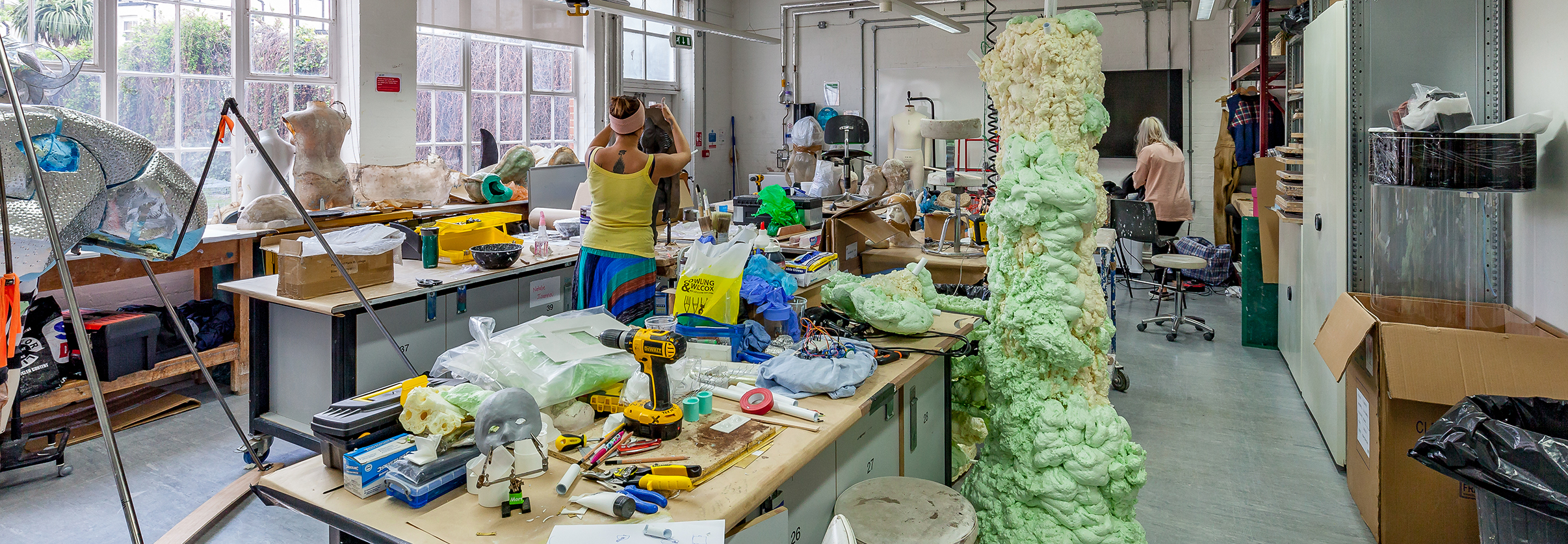  Student from the BA (Hons) Hair, Make-up and Prosthetics for Performance at LCF working on a clay cast. 