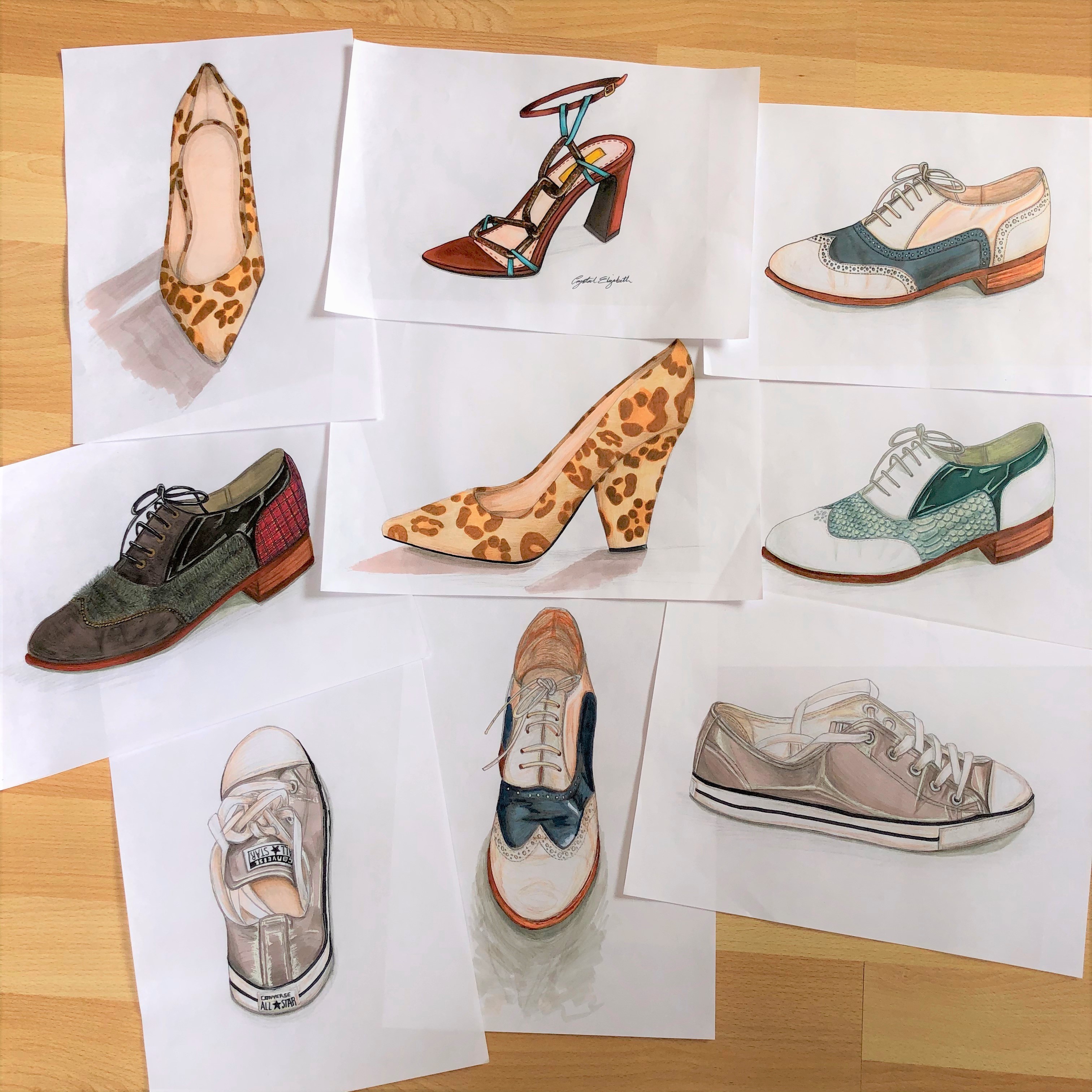 Crystal's work: Footwear illustrations