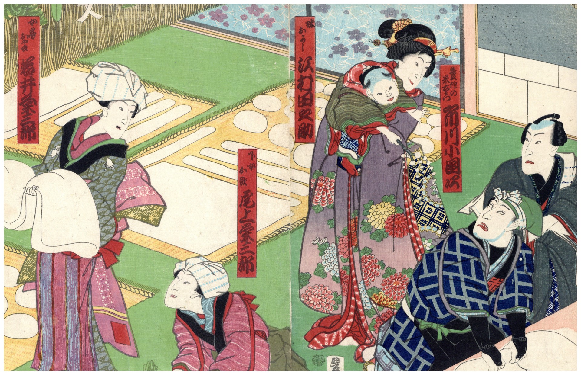 One scene from a coloured print triptych by Utagawa Kunisada