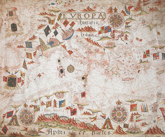 Portolan chart by Giorgio Sideri, also known as Callapoda