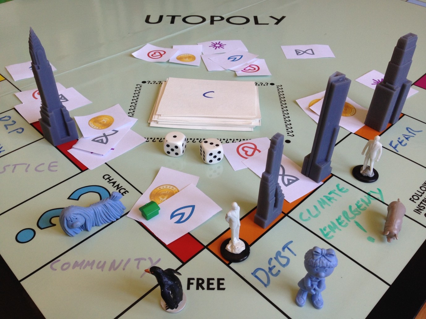 Close up of Utopoly Board Game