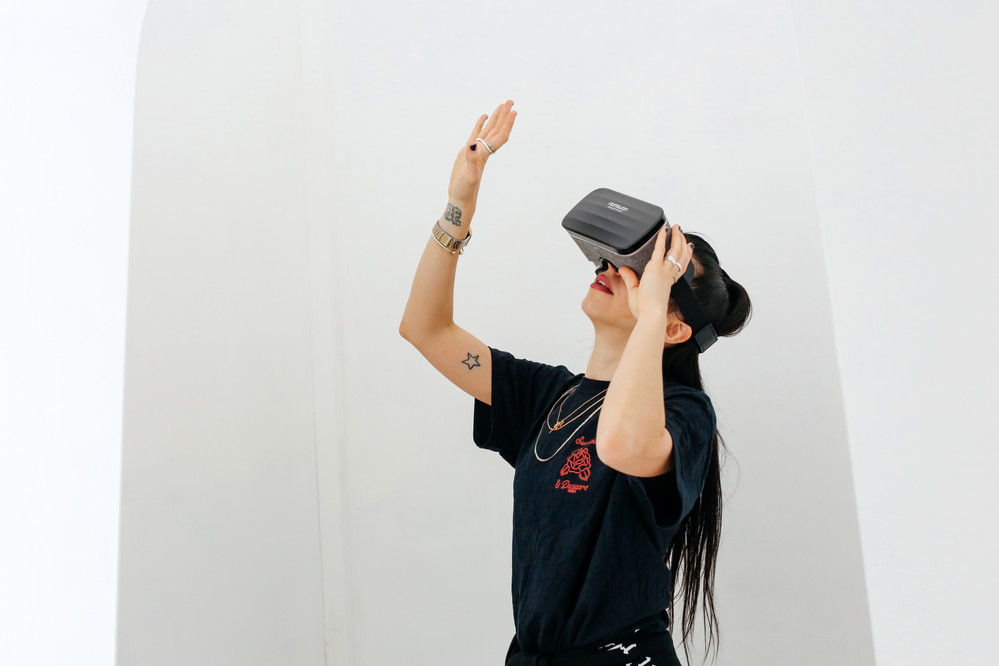 Girl wearing a VR headset