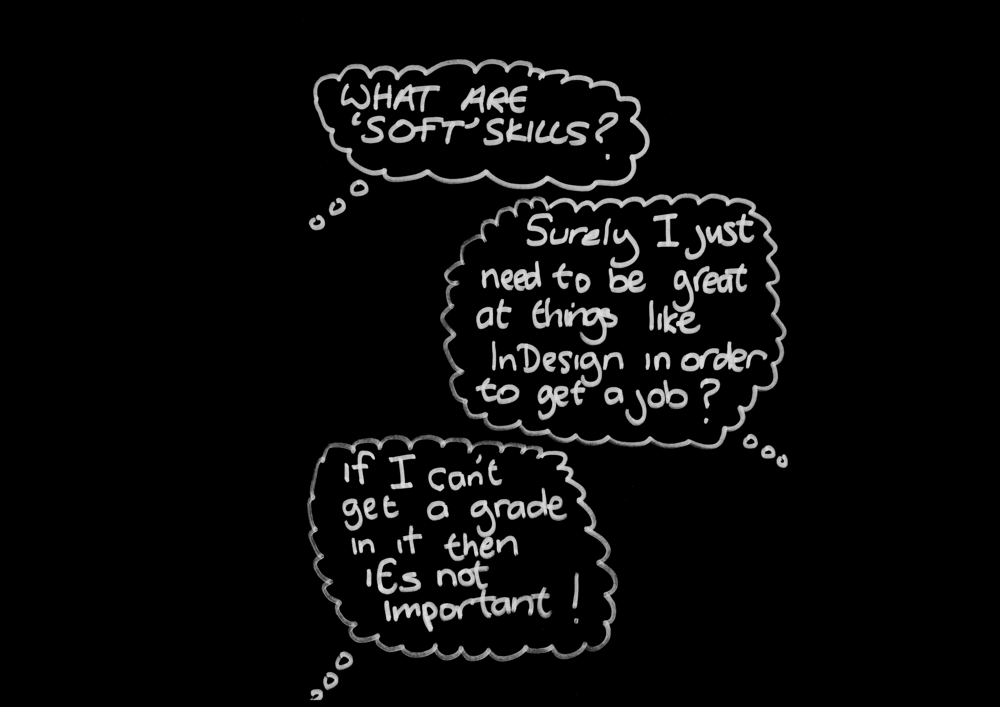 three speech bubbles containing comments of insecurity
