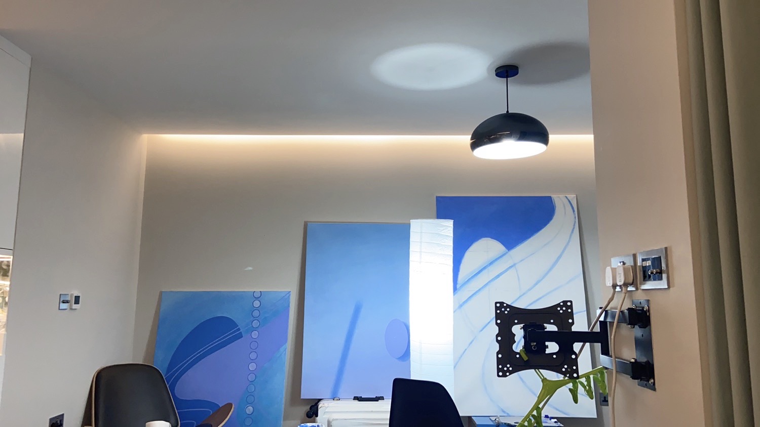 paintings in a living room