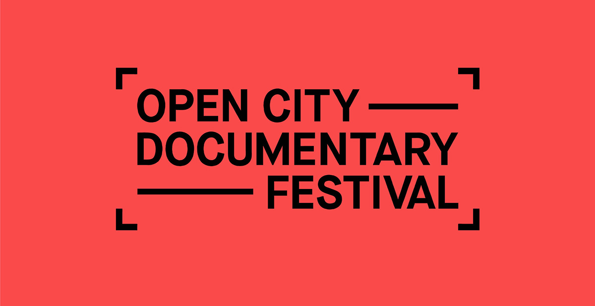 A red graphic which reads 'Open City Documentary Festival'.