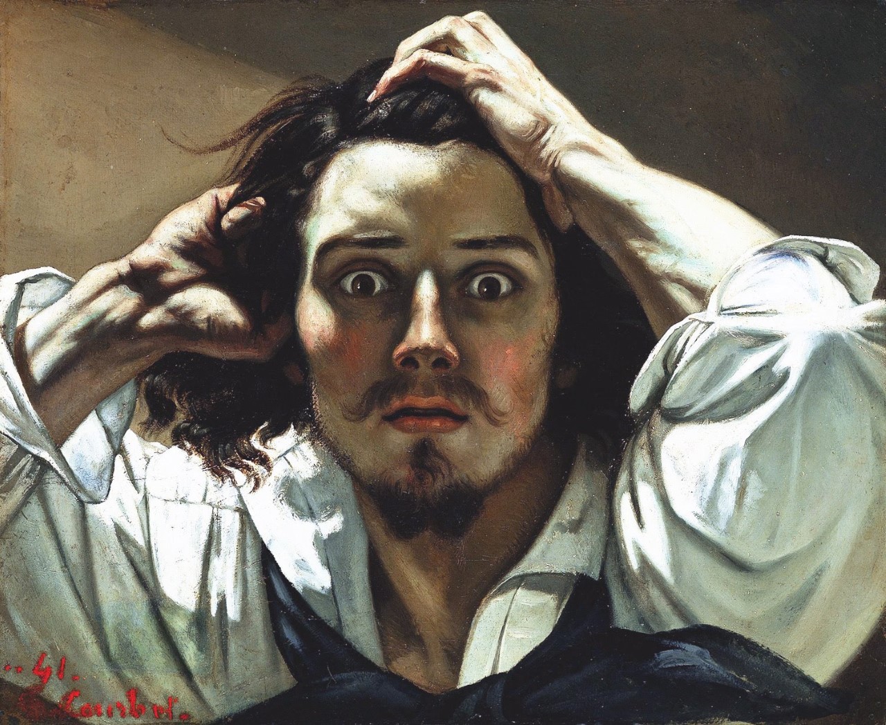 Expressive self-portrait of a man from the 1800s