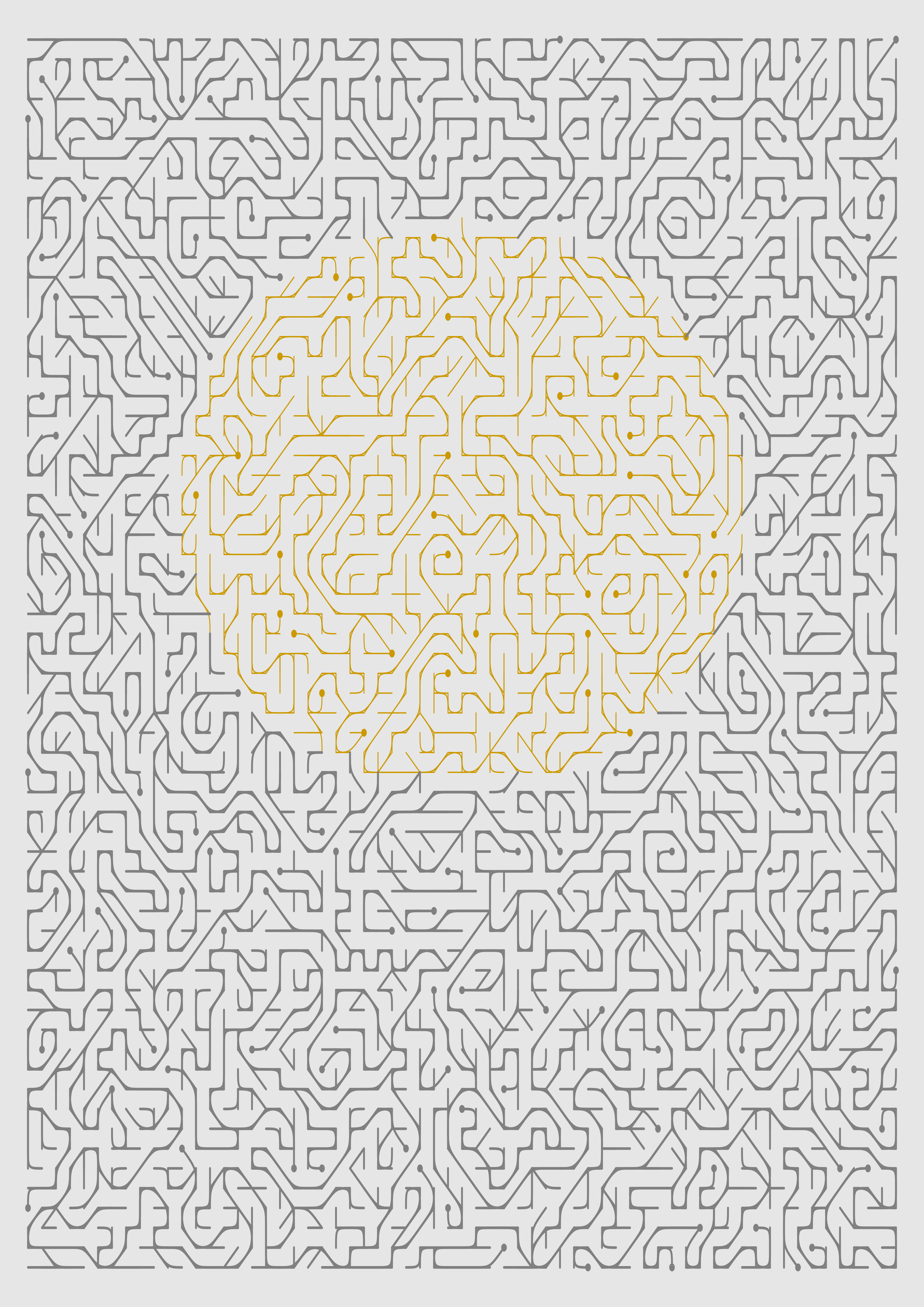 An illustration linear style with yellow shape and grey patterns