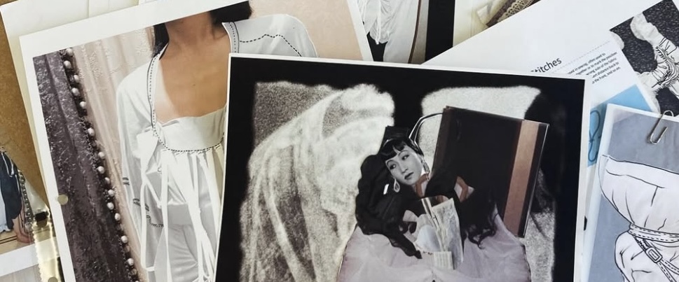 A scatter of pages in a fashion portfolio 
