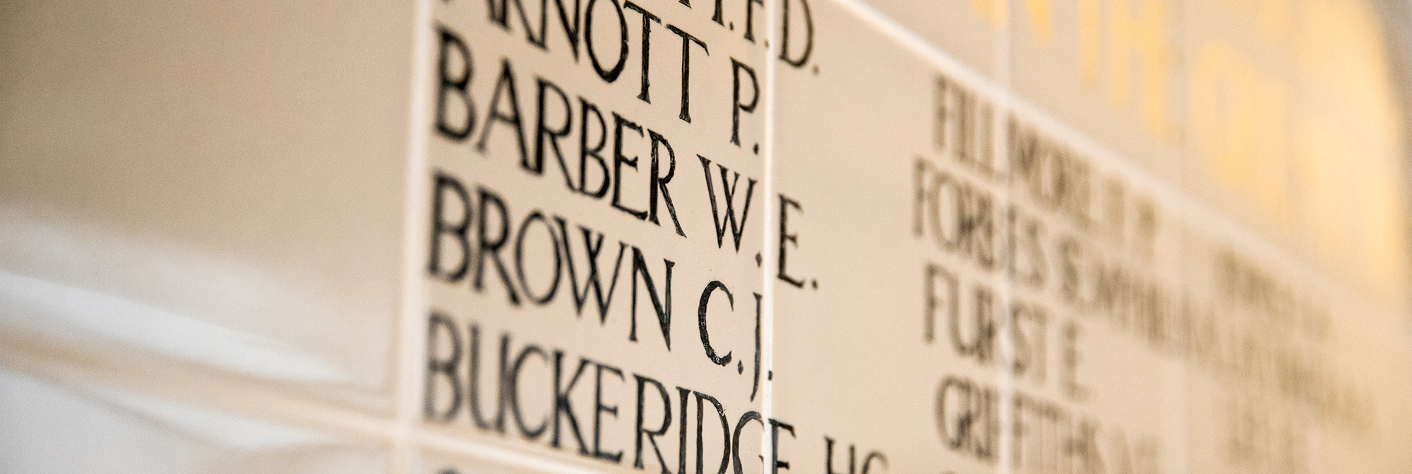 Detail of final remade memorial installed in Camberwell College of Arts.