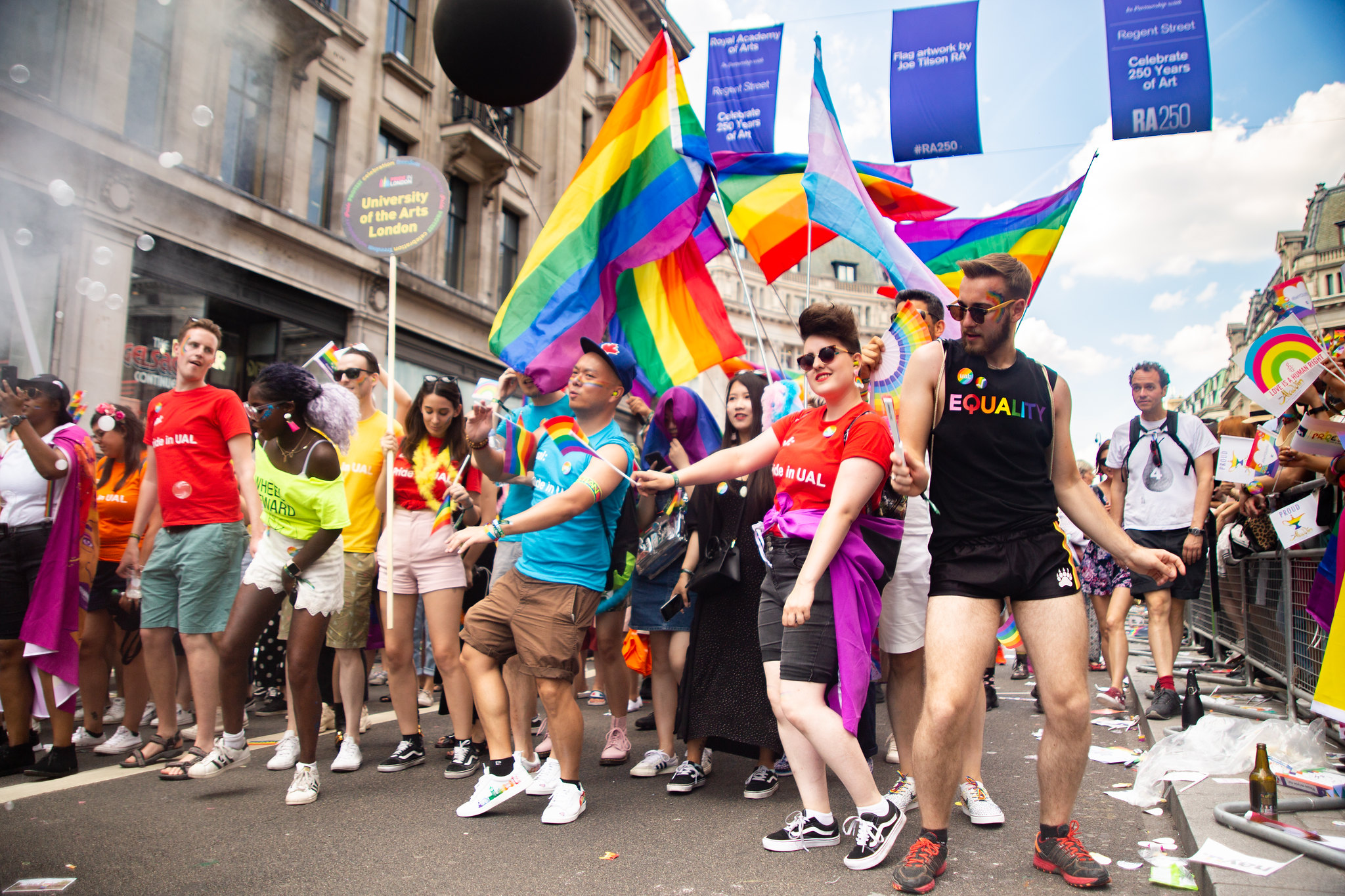 UAL staff celebrating at Pride in London 2019
