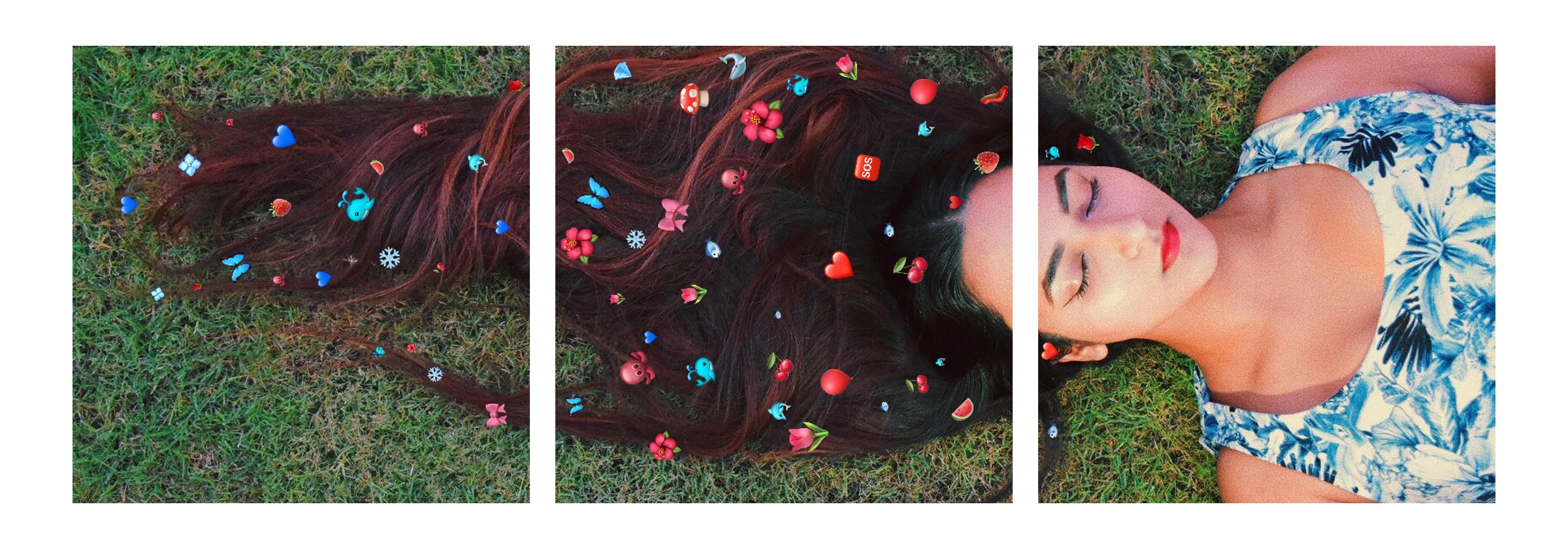 Girl laying on grass with flowers in her hair