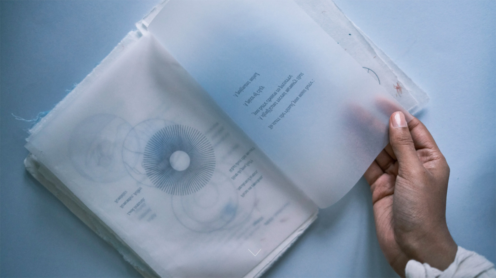 A reader opens an illustrated book printed on fine paper.