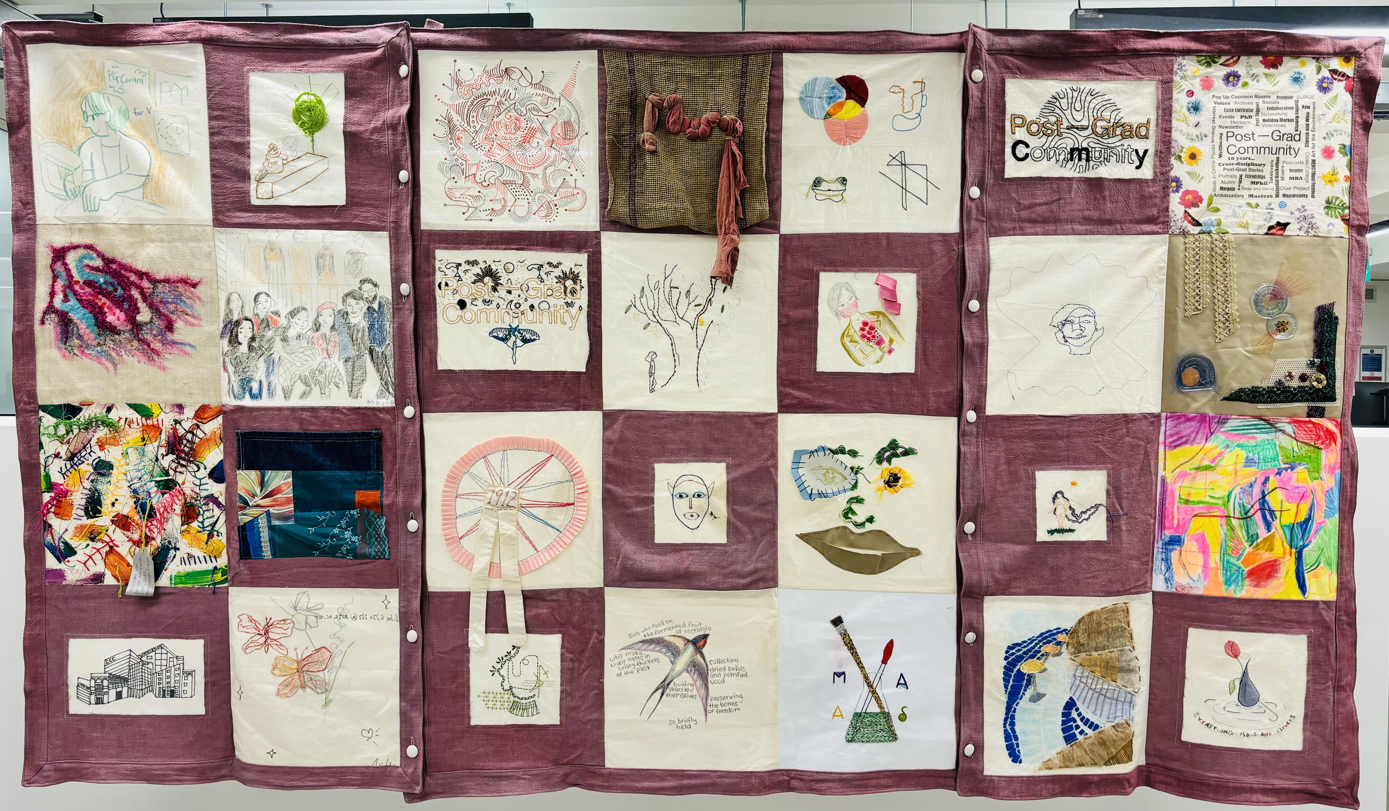 a large textile piece of artwork