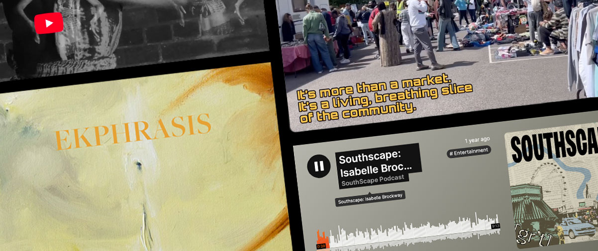 A compilation of screenshots of different online platforms.