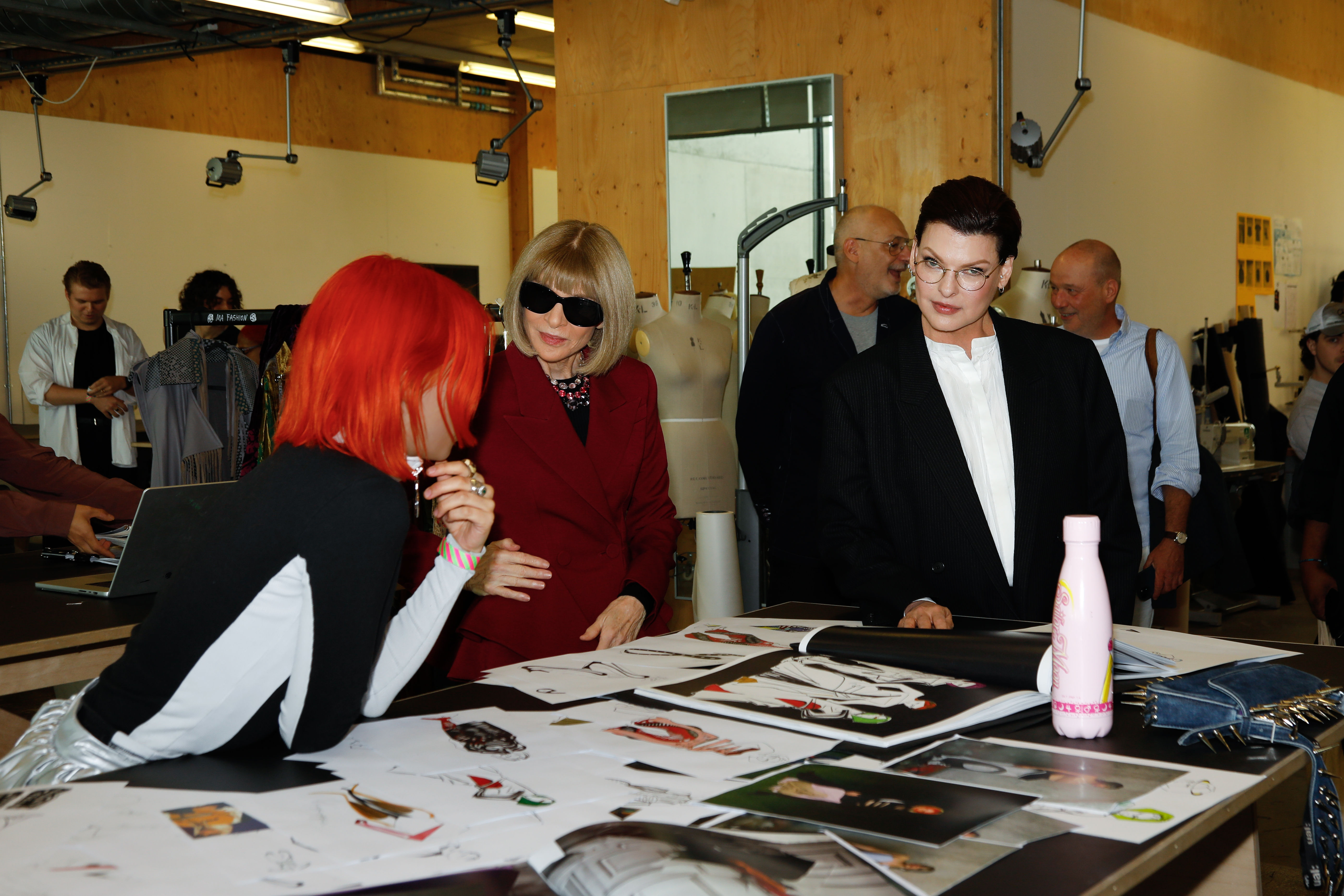 Linda and Anna meeting students in the Central Saint Martins Fashion studios, Sept 23
