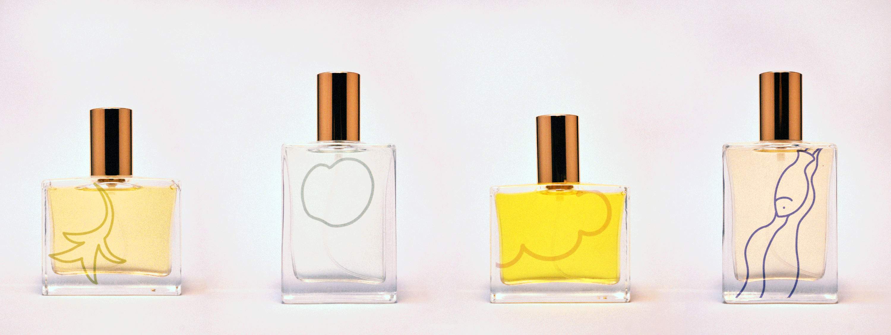 the perfume collection - 4 bottles in a row