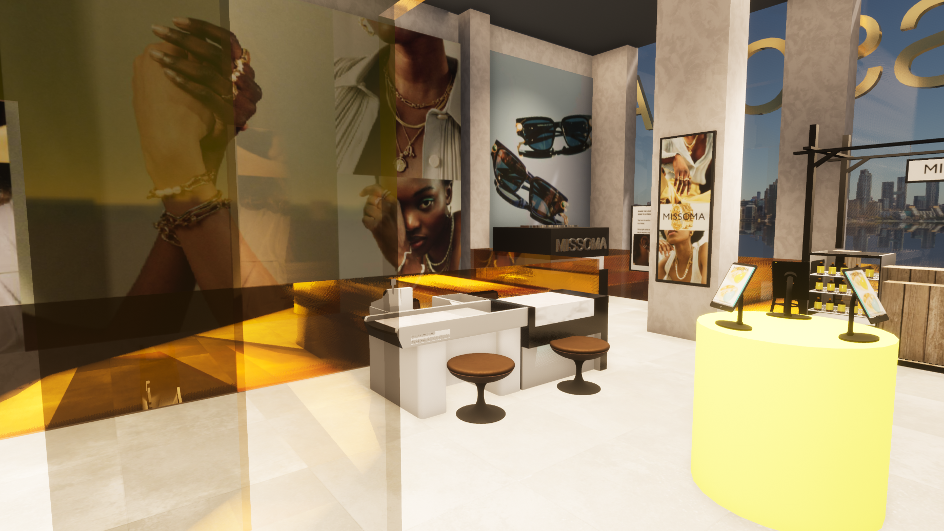 Virtual jewellery store in brown ad gold tones