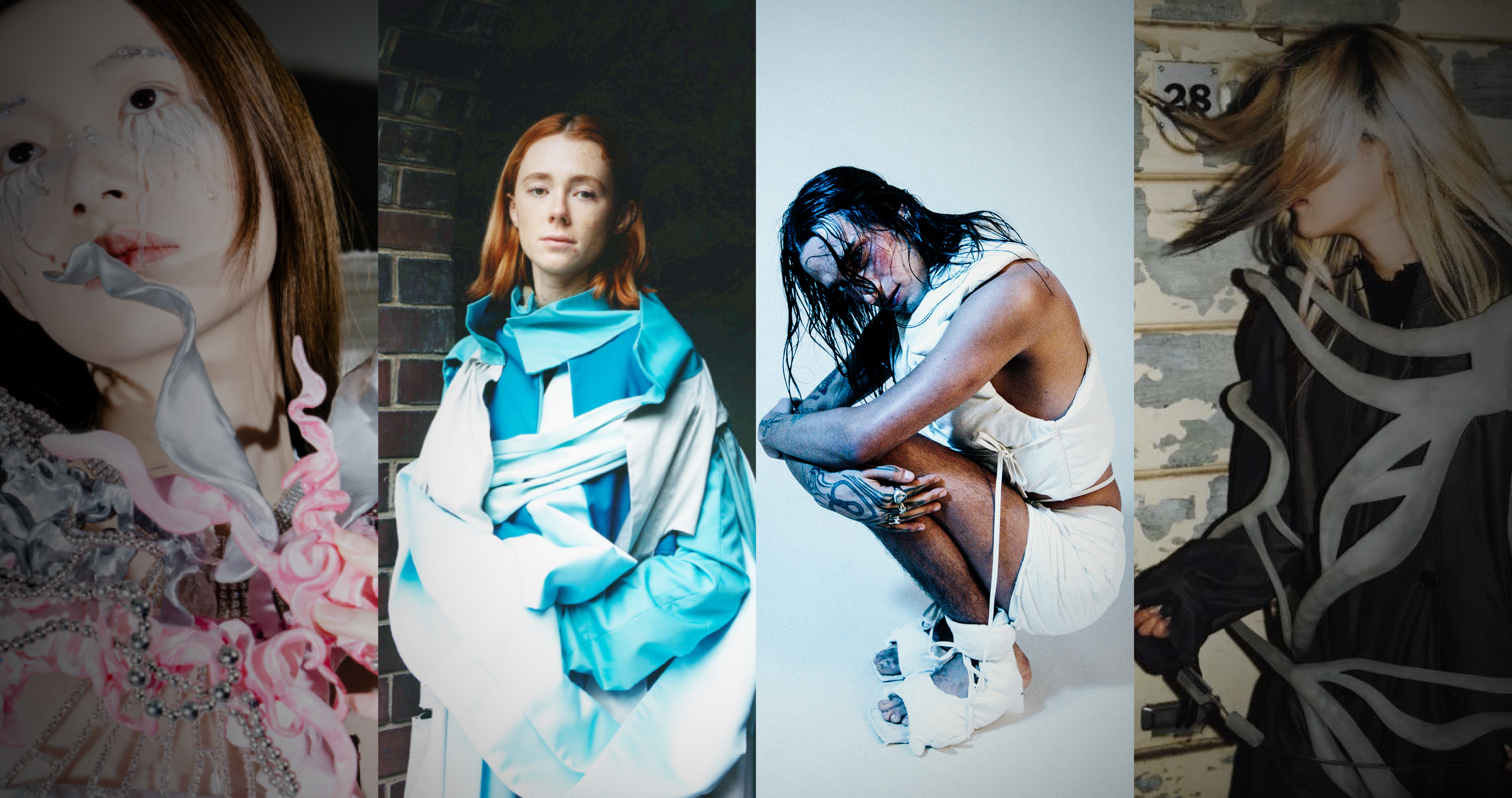 4 pieces of student work featuring female models.