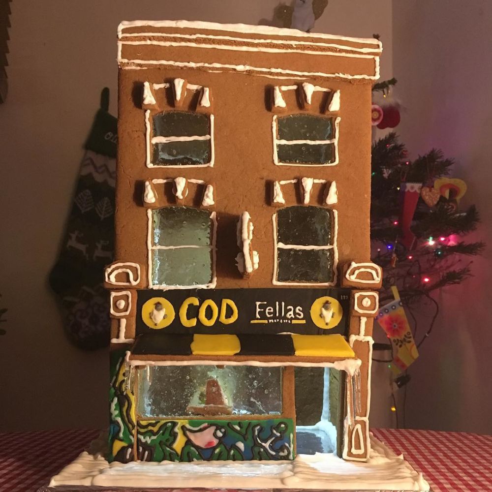 Gingerbread version of Cod Fellas Fish and Chips