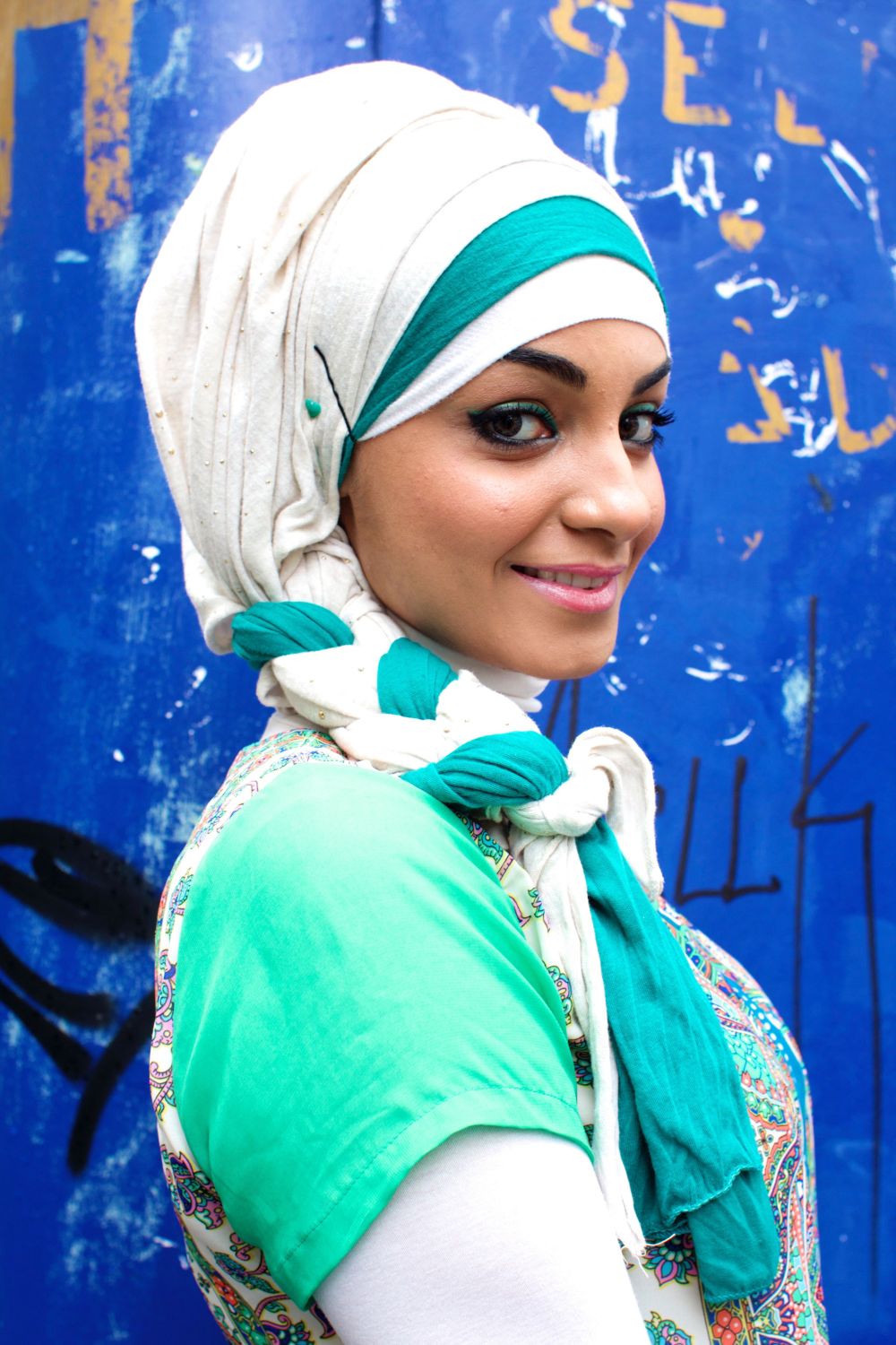 Woman wearing hijab.