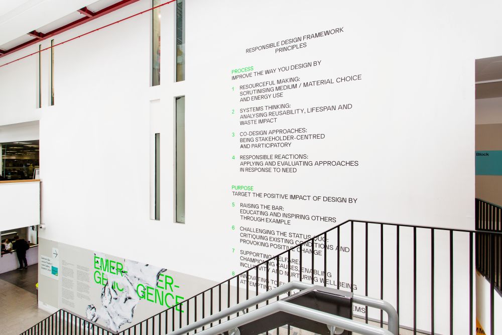Exhibition view of work in Emergence at LCC