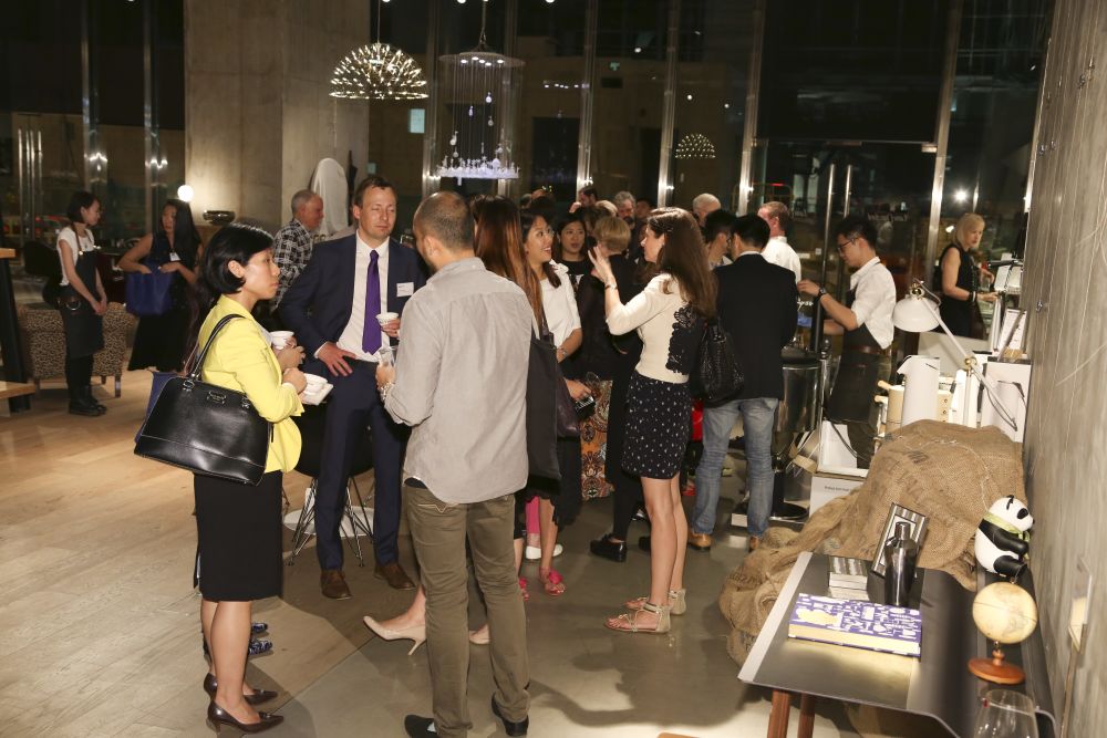 Guests talking at event