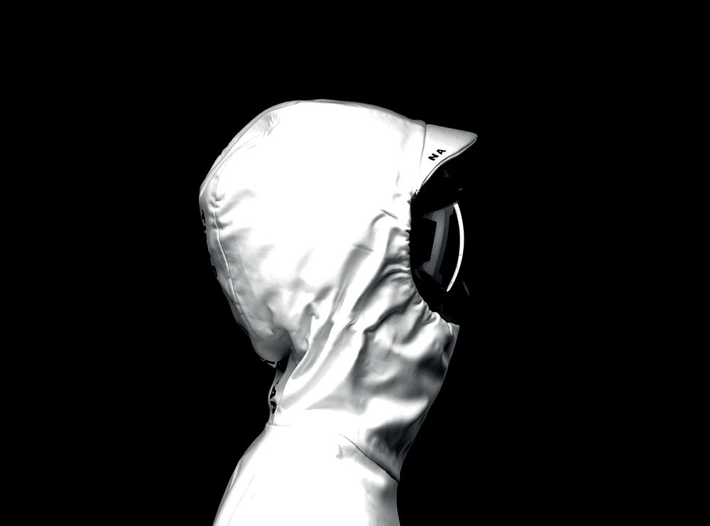 Model in skiing jacket and mask