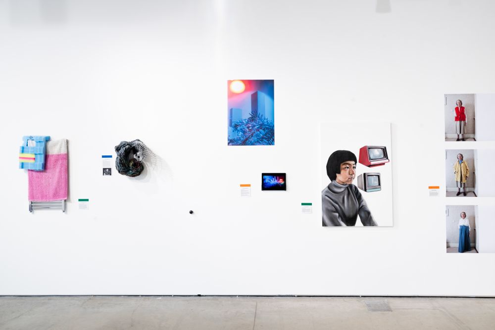 Artworks displayed on a gallery wall