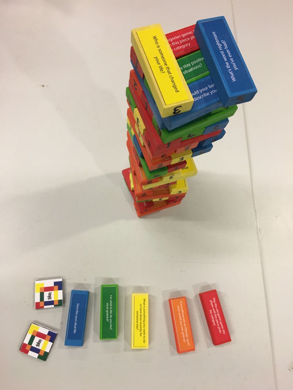 Coloured blocks on a table