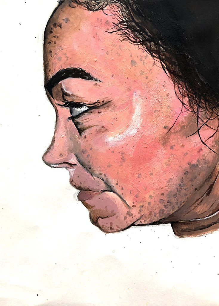 Painting of a side profile of a face