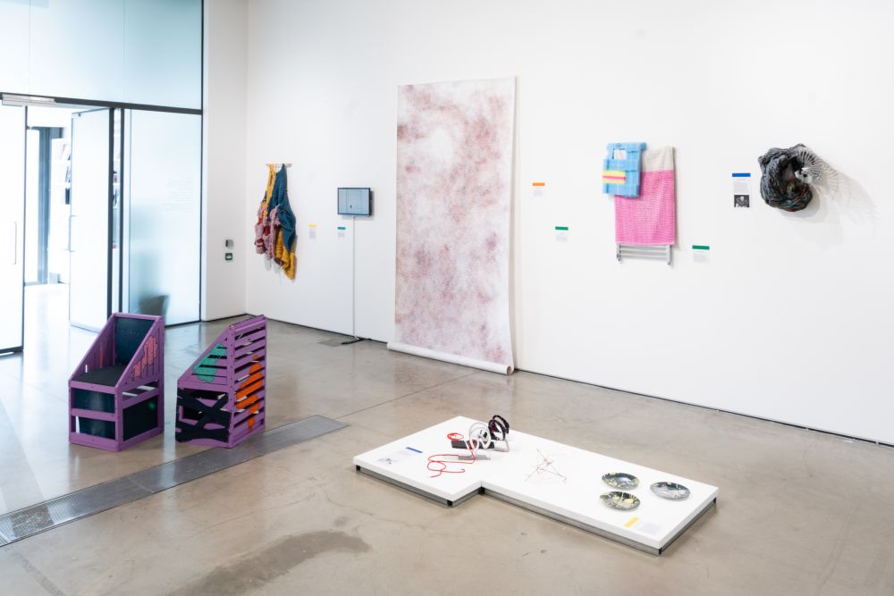 Artworks displayed in a gallery